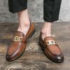 Брендовая мужская кожаная обувь, офисная обувь, мужские кожаные туфли на плоской подошве с золотым блеском, свадебные банкетные лоферы, удобная деловая обувь Zapatos