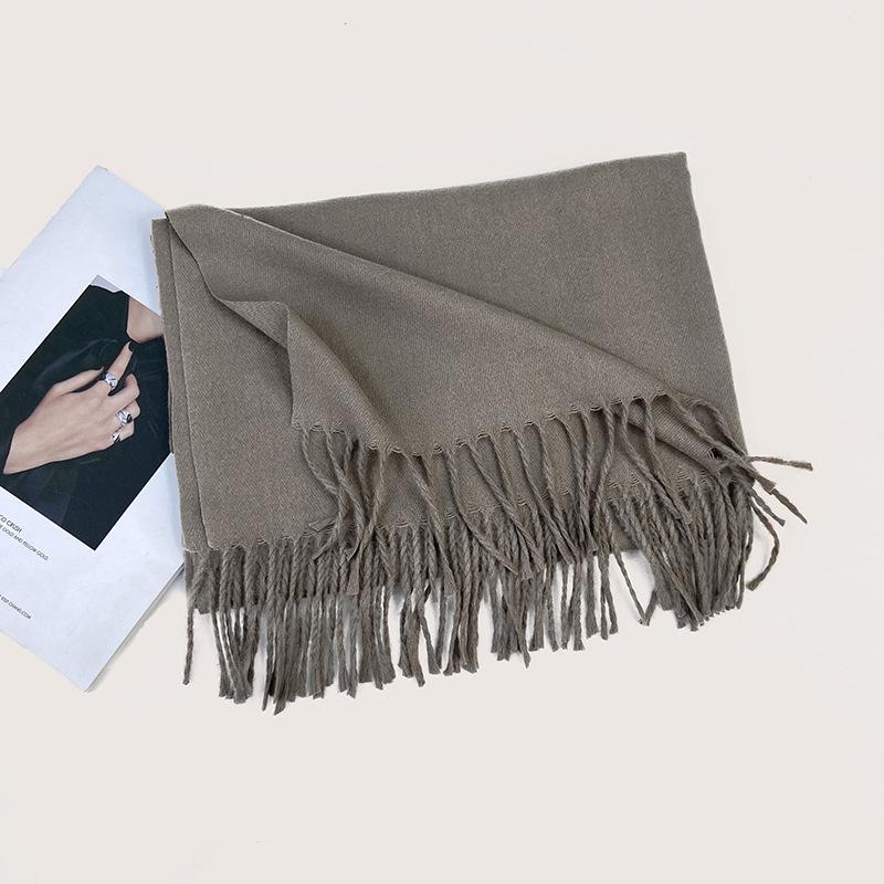 Autumn and Winter New Solid Color Scarf Imitation Cashmere Scarf Women's Warm Shawl Scarf