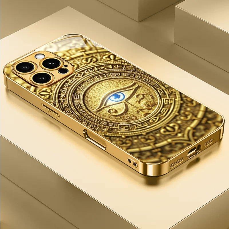 Golden Eye of Horus Print fashion phone cases For iphone 17 case Glass Phone Case for iPhone 17 16 15 14 13 12 11pm Pro Plus