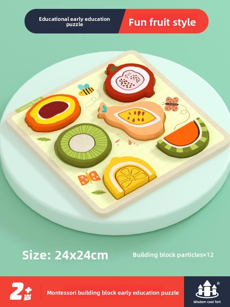 Engineering Wooden Vehicle Puzzle Blocks For Kids Learning Shape Recognition