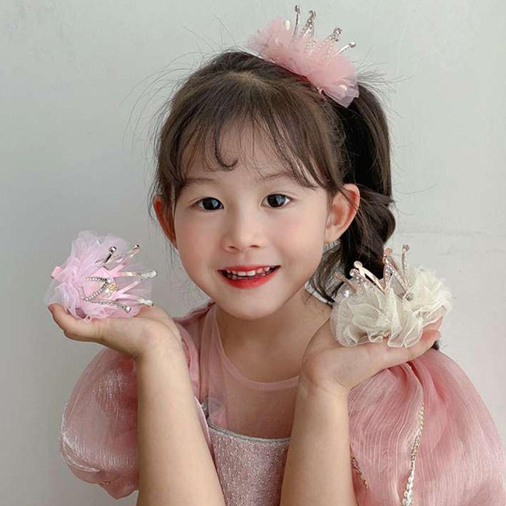 Lovely Sweet Zinc Zinc Alloy Rhinestone Gauze Tiara Crown Hair Clip Headwear Hair Accessory Girl Hairpin