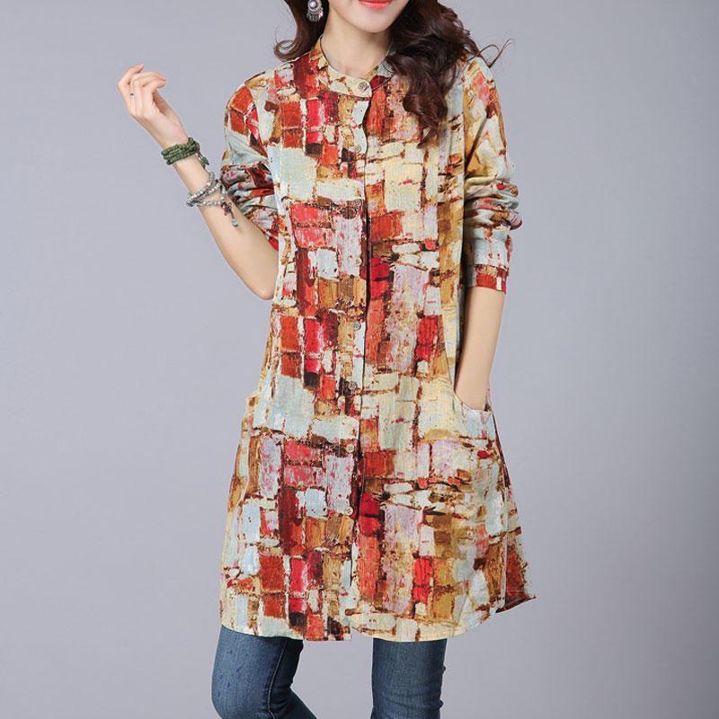 Versatile Autumn Long Sleeve Blouse Featuring Classic Printed Patterns For Everyday Wear