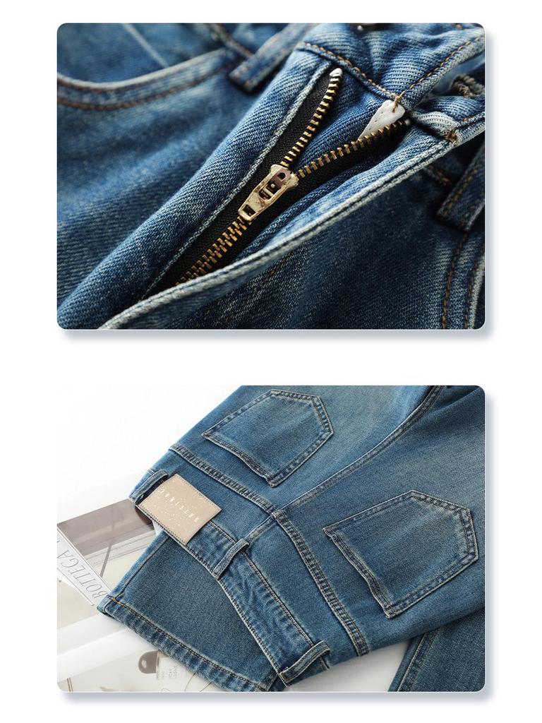 Женские джинсы с высокой талией, в стиле ретро, зауженные - Весна/Осень 2025. Брюки широкие от бедра для фигуры типа "груша".