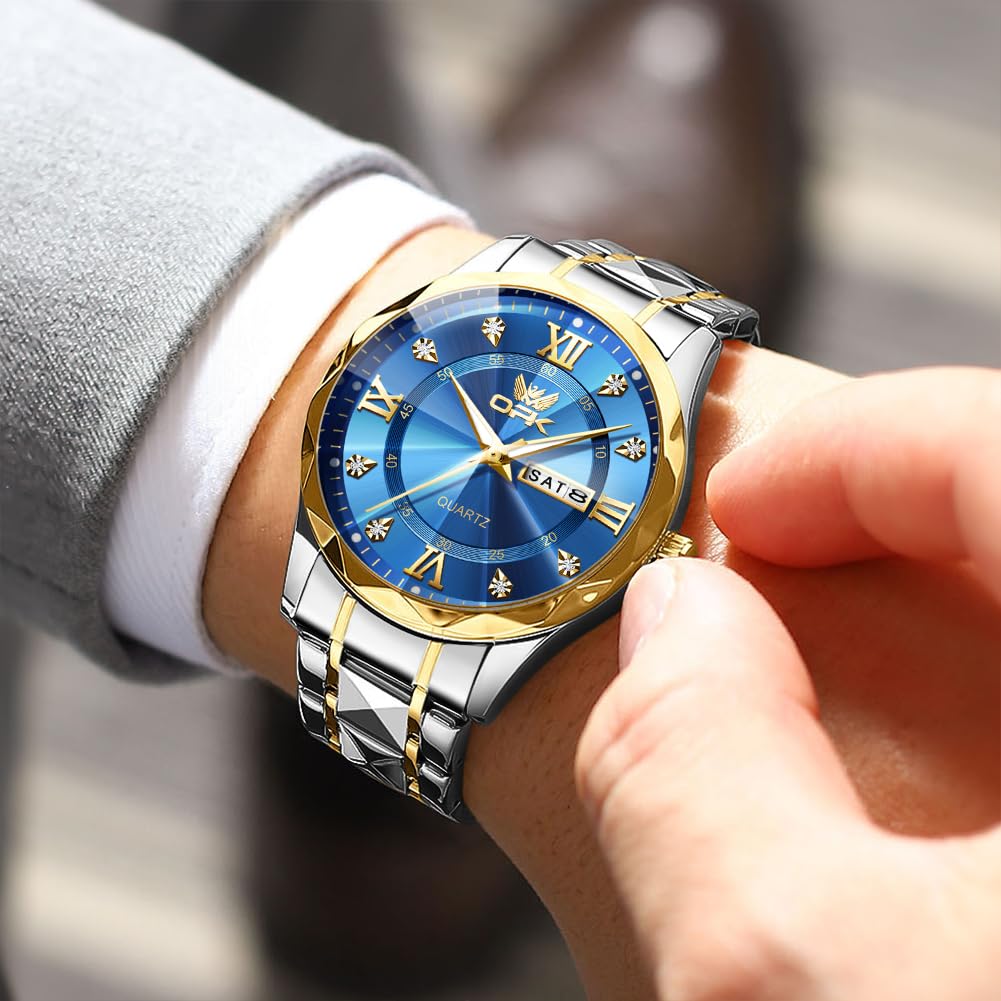 OPK кварцевые простые популярные часы стильные модные водонепроницаемые классические наручные часы из нержавеющей стали с датой светящиеся школьные студенческие часы синие