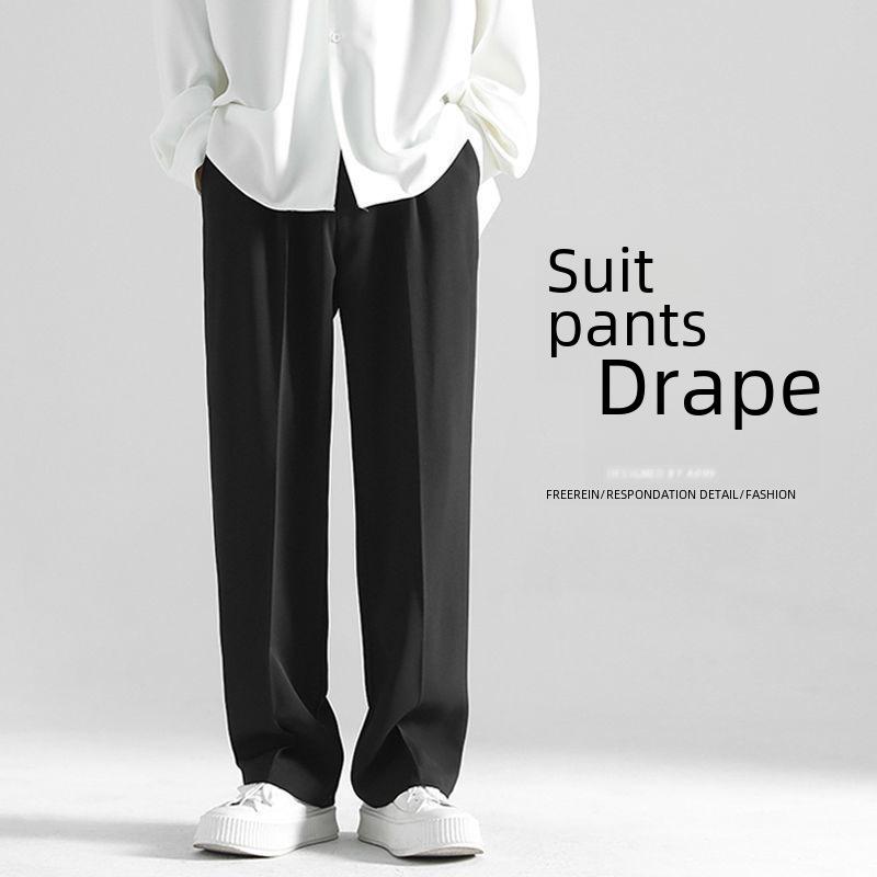 Мужские брюки свободного покроя Nine-Point в гонконгском стиле с широкими штанинами