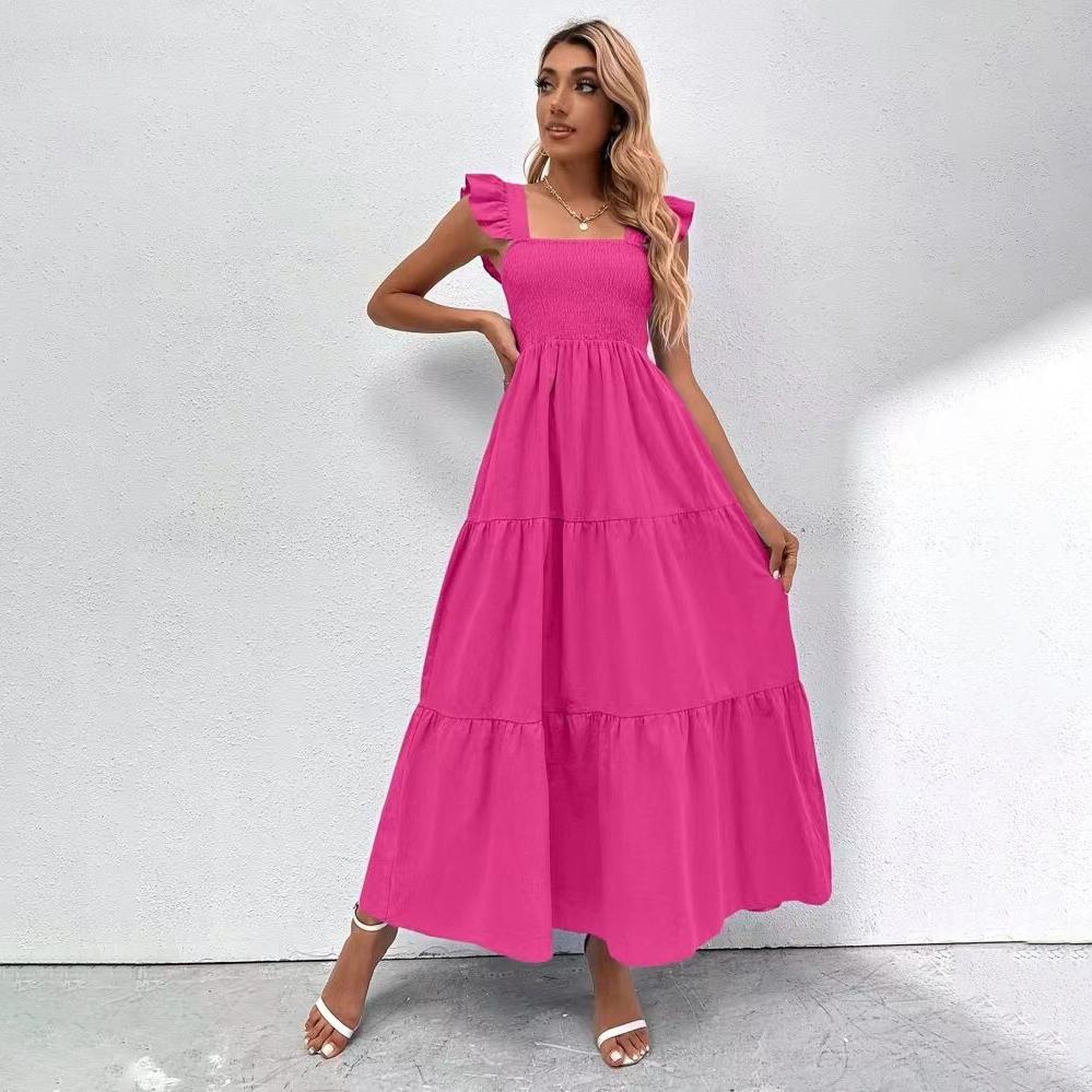 Женское осенне-зимнее однотонное платье без рукавов с квадратным вырезом, повседневное платье трапециевидной формы до щиколотки с высокой талией