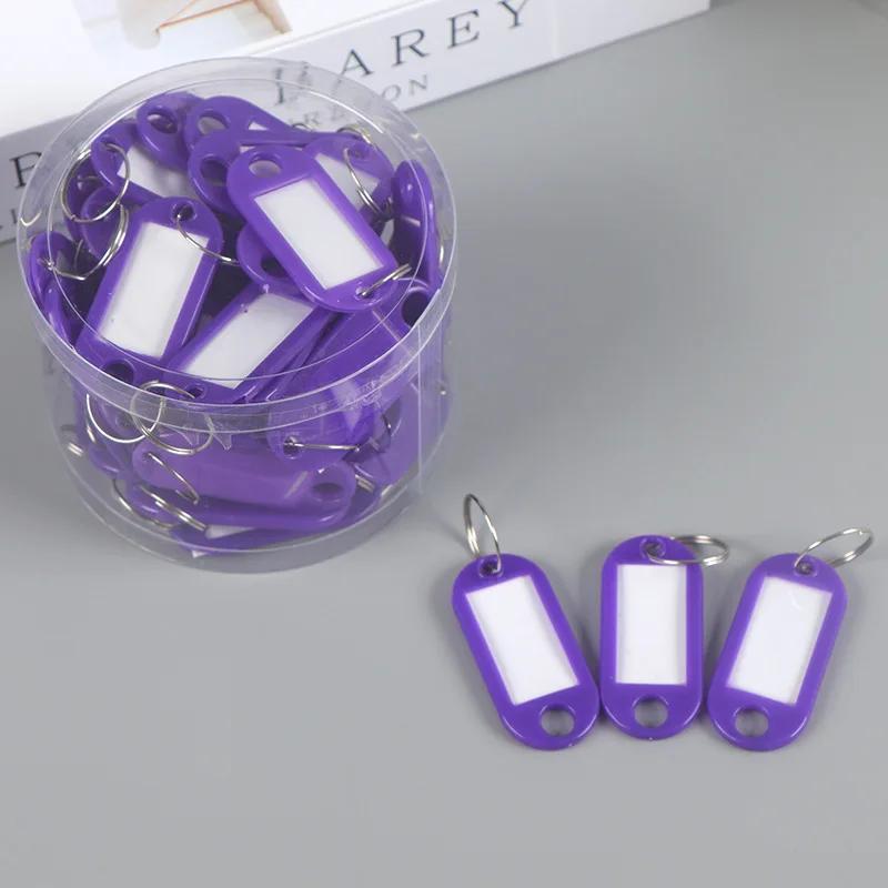 50 шт./лот красочный пластиковый брелок для ключей бирки этикетка пронумерованная имя багажная бирка идентификатор брелок для отеля бирка с именем бирки с разъемным кольцом