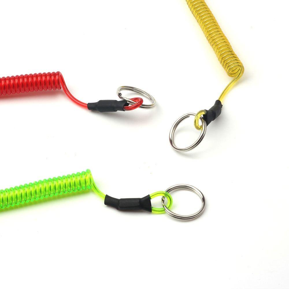 Carabiner Chainsaw Lanyard Spring Elastic Rope Safety Rope Fishing Lanyards Spiral Coiled Lanyard