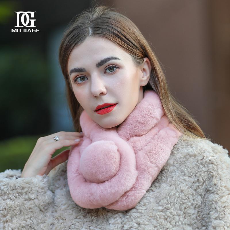 Rabbit Fur Scarf Neck Women's Winter Korean Version Thickened Versatile Winter Double Sided Rex Rabbit Fur Fur Scarf Neck