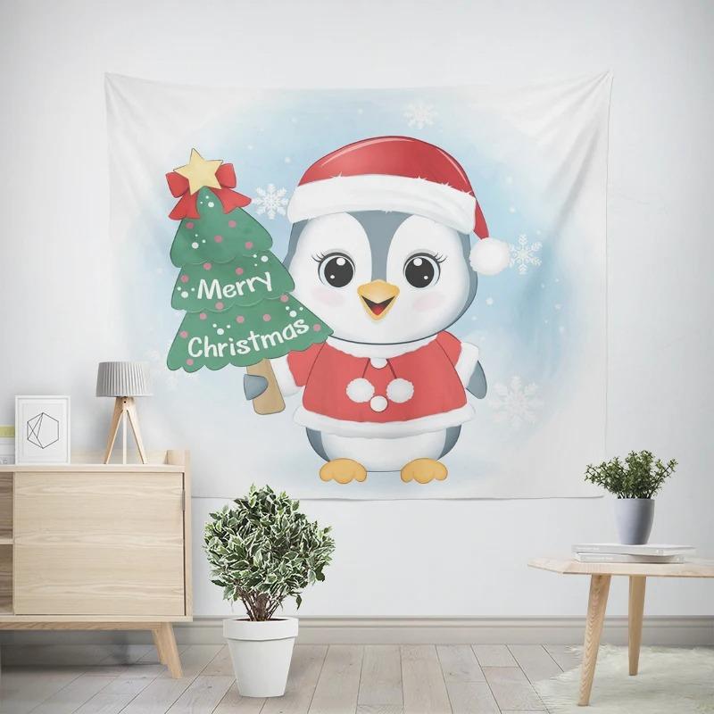 Рождественский Новый год Пингвин Сова Узор Гостиная Спальня Декоративный Гобелен