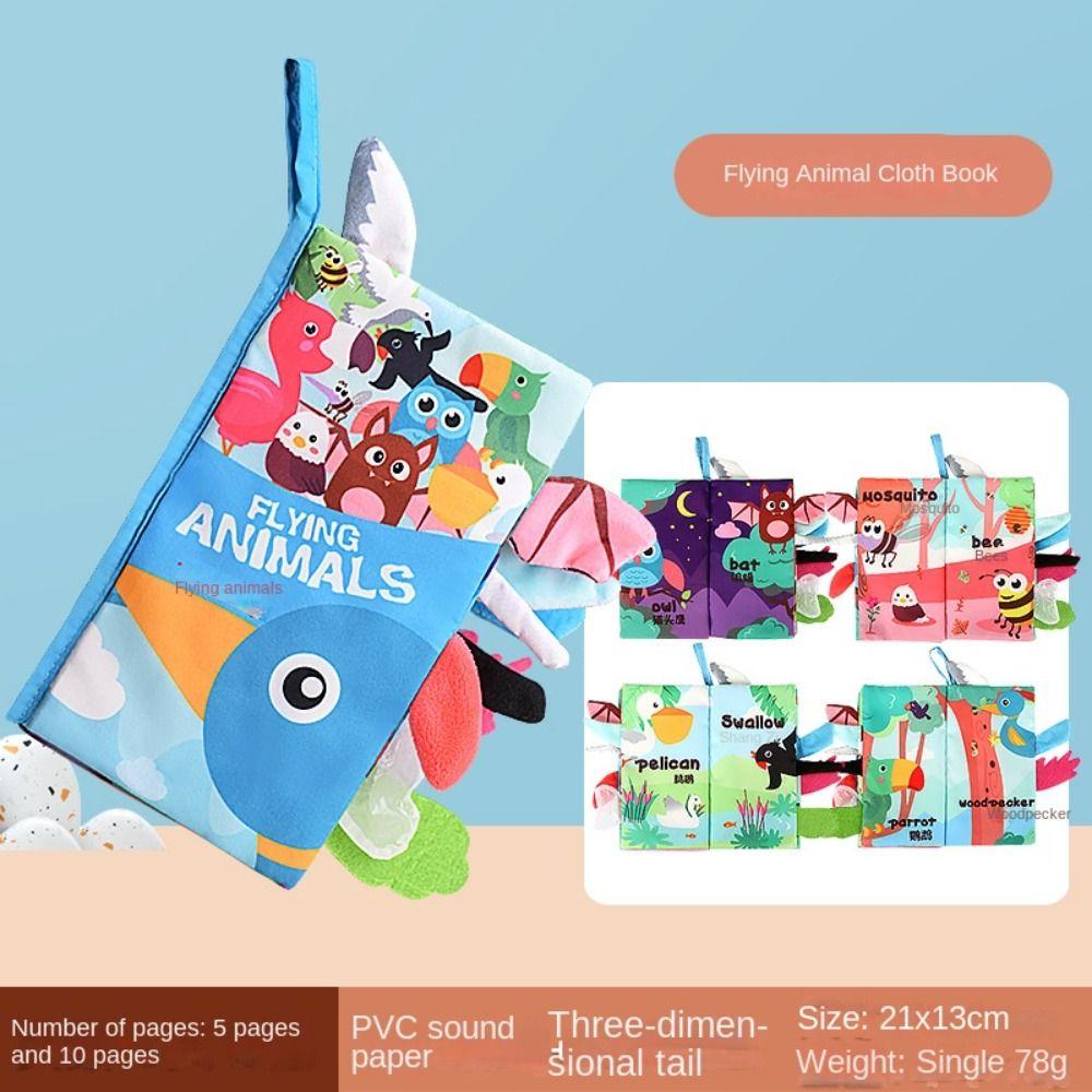Animals Tail Kids Cloth Book Sound Paper Baby Early Learning Toy Learning Cognize