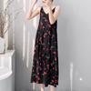 New women's cotton and silk nightgown summer thin large size printing sweet floral pajamas sleeveless outer loungewear
