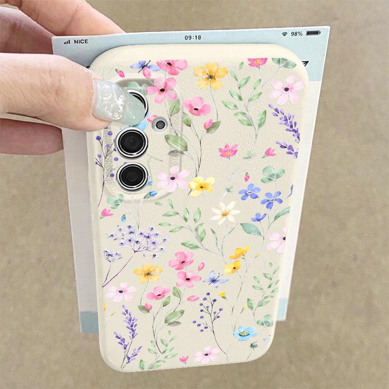 Чехол с принтом цветка розовой лилии для Samsung S26 S25 Ultra S24 FE S23 Plus S22 S21 A15 A16 A17 A35 A36 A37 A54 A55 A56 A57 5G Мягкая крышка с текстурой кожи