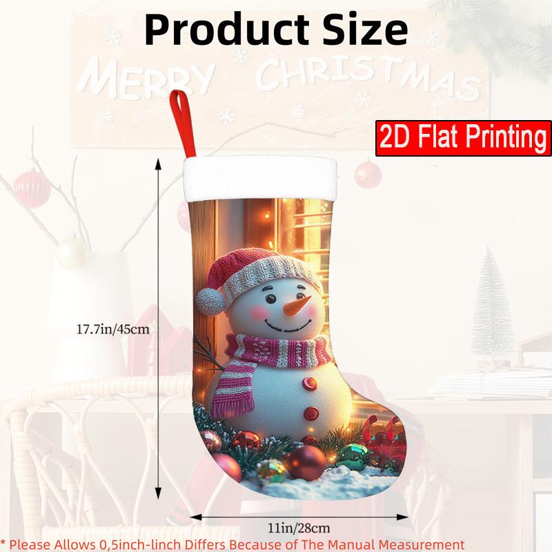 Christmas decoration fireplace hanging stocking1pc Winter Pink Snowman Christmas Ball Snowflake Element Patter
