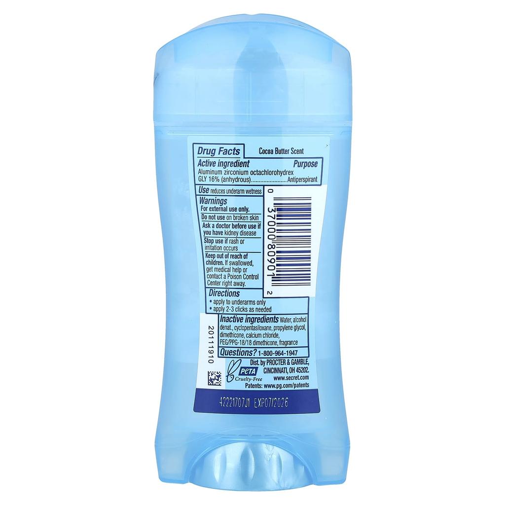 48-часовой прозрачный гель антиперспирант/дезодорант, масло какао, 73 г(2.6 унции)