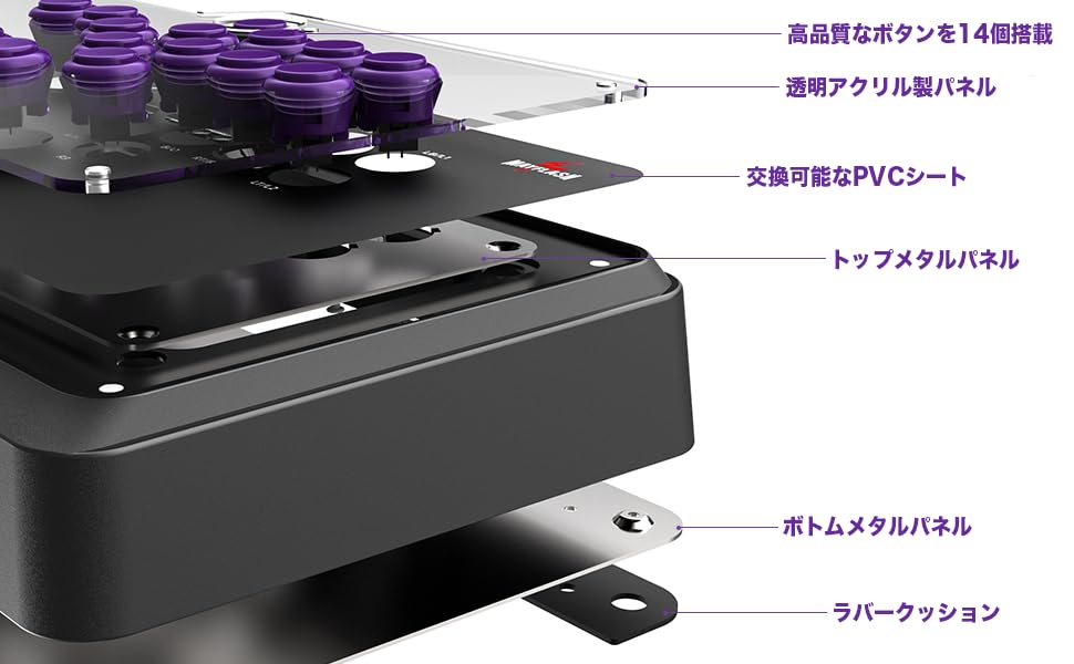 Mayflash F500 Flat Leverless Arcade Stick Controller for XBOX XBOX ONE XBOX Steam Neogeo mini PS4, PS3, ONE, S, 360, Deck, PC, Android, Switch,