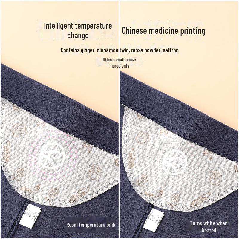 Men's Plus Size Warm Wool-Silk Thermal Knee-Pad Leggings with Temperature-Adjusting Waist Protector