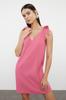 Women's Style Dress Fuchsia Plain Relaxed Mini Woven 99% Polyester,1% Elastane Dress