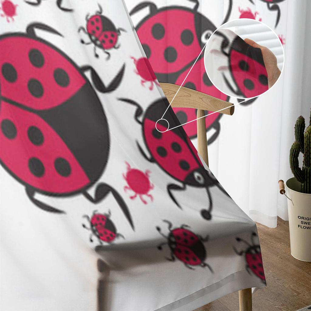 Милые прозрачные шторы с изображением божьей коровки и сердца Валентина для гостиной, прозрачные тюлевые занавески для окон, спальни, кухни, декор, вуаль, шторы