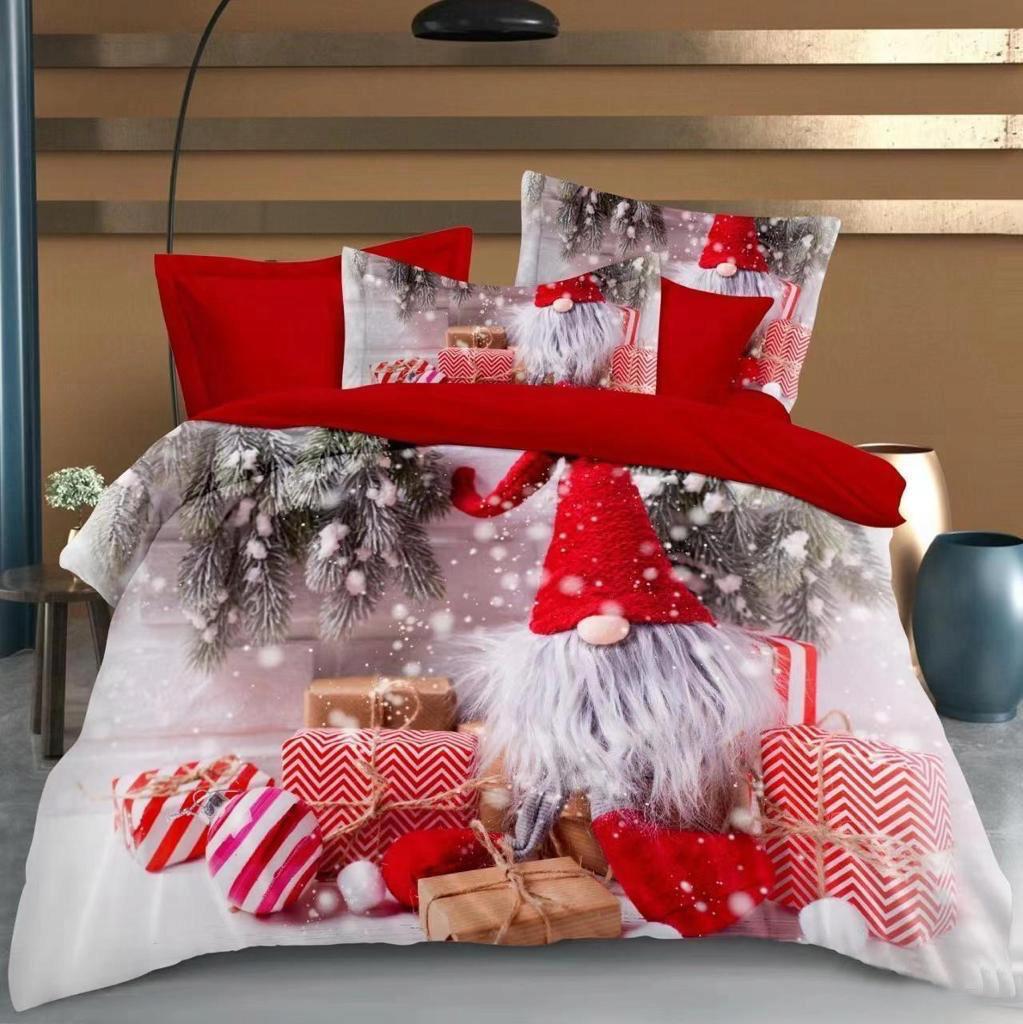 Christmas bedding set, cotton satin, 160x200 cm, pillowcases, Christmas tree, bubbles