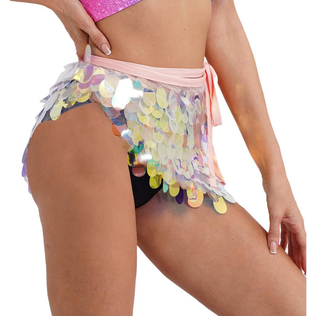 Женская юбка для танца живота на шнуровке, хип-шарф, блестящая сетчатая треугольная мини-юбка с пайетками для вечеринки танго