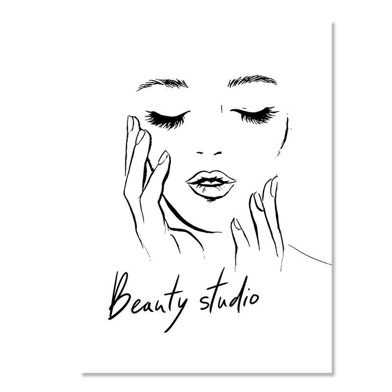 Модный макияж, холст, картина, брови, ресницы, губы, лак для ногтей, настенный художественный постер, салон красоты, декор для спальни для девочек, изображение