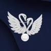 Exquisite Full-diamond Double Swan Brooch for Women, Fashionable and Elegant Pearl Brooch Design, Suit Pin