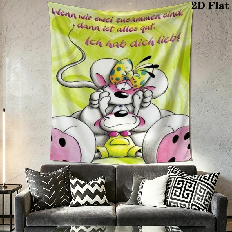 diddl Wall Tapestry Aesthetic Wall Hanging Printed Fabric Blanket Decorative Tapestries for Bedroom Living Room Home Decor