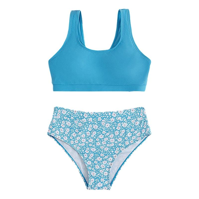 Детский купальник танкини для девочек, пляжный купальник-бикини для девочек, комплект из двух частей