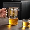 600/800ML Glass Teapot Water Separation Inner Container One Click Magnetic Switch Tea Pot with Wooden Handle Household Teaware