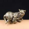 Brass Cat Catching Mouse Creative Home Decor Ornament Vintage Metal Cute Animal Tea Pet Table Placing Miniature Figurines