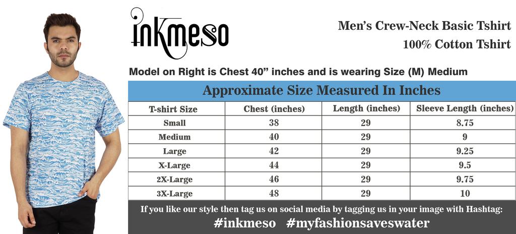 Inkmeso Printed Casual Short Sleeve T-shirt For Men  S Holiday Beach Wear Tee Cotton Jersey Tropical