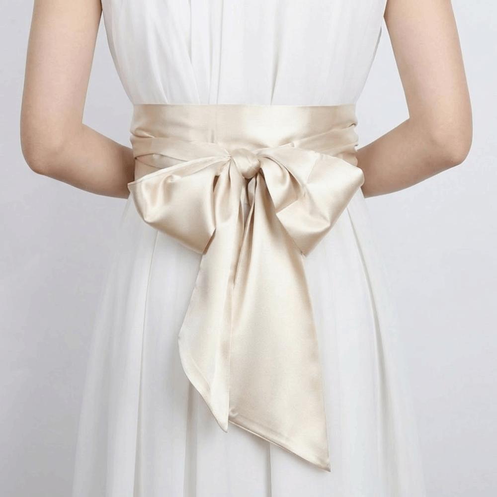 Ethnic Style Satin Ribbon Belt Adjustable Wide Waistband Lace Up Waistband Dress