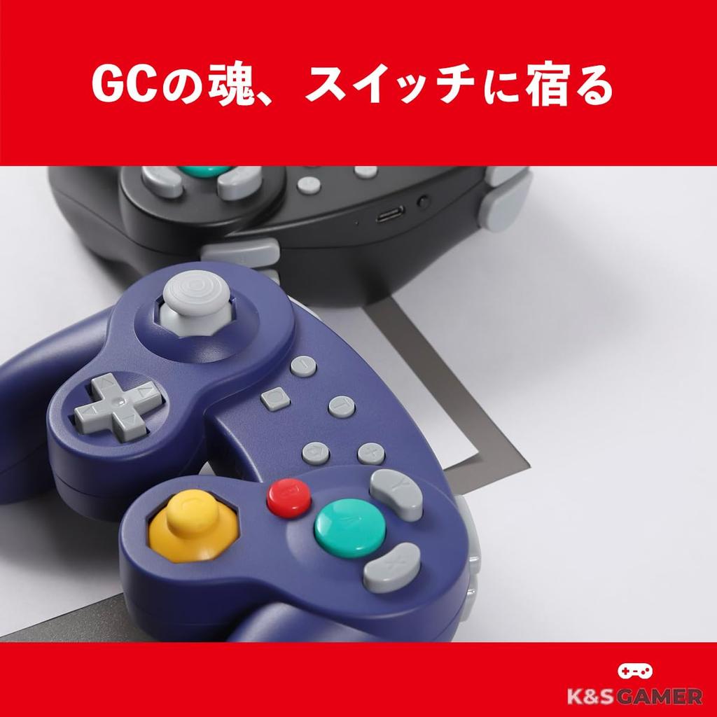 K&SGAMER Switch Pro GameCube-Style Controller (Turbo & Vibration Function) (Black)