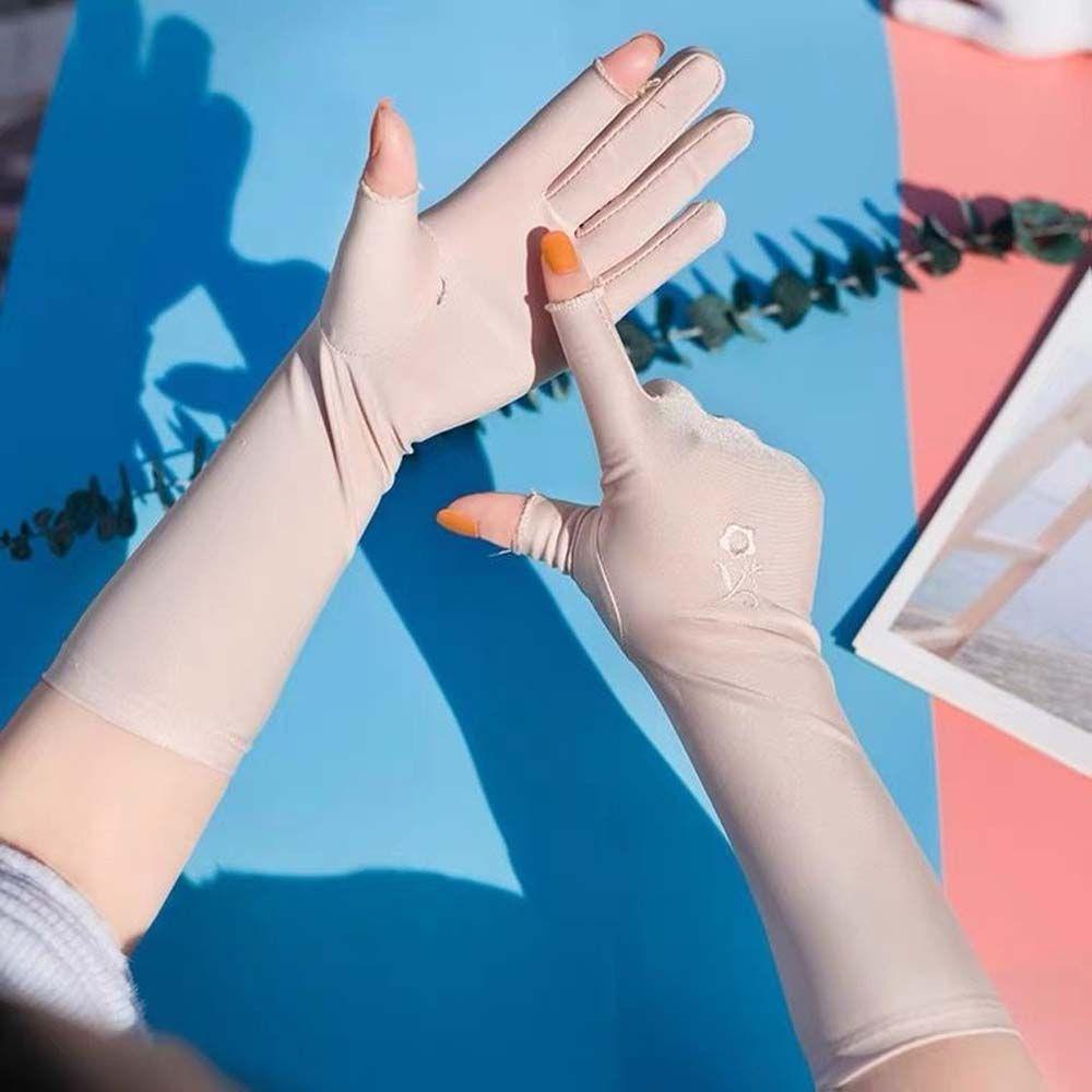 Перчатки для спорта на открытом воздухе Женские перчатки с цветами Защита от солнца Покрытие из ледяного шелка Варежки