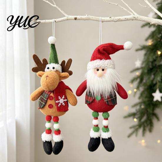 Plush Santa Snowman Elk Ornaments Christmas Hanging Ornament, Santa/Snowman/Elk Figures, Decorative Reusable Tree Pendants Xmas Pendant for
