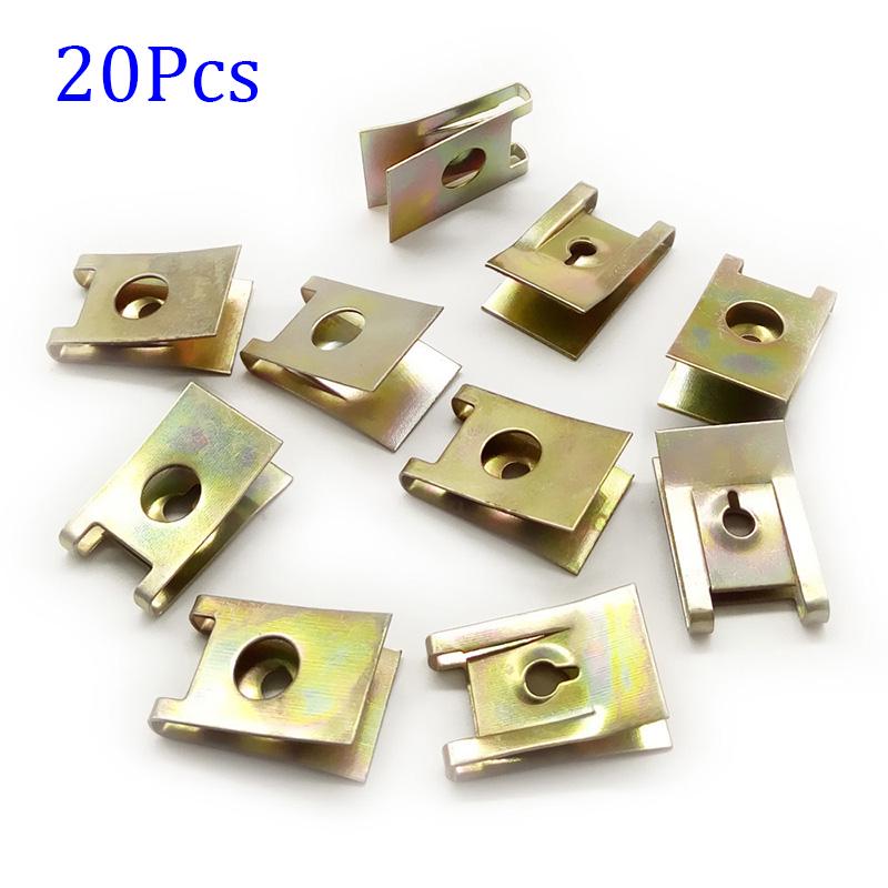 20pcs Car Screw Base U-Type Mount Fastener Clips Motor Fender Bumper Protection