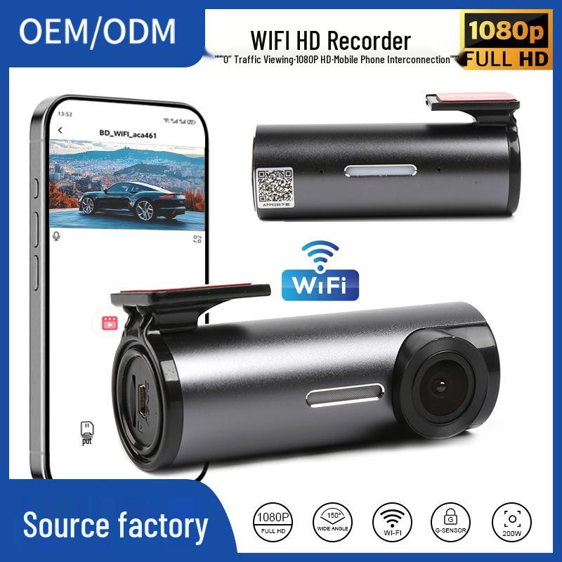 WiFi HD Night Vision Dash Cam with Mobile Linking & USB, 24/7 Parking Monitoring, Hidden Design.
