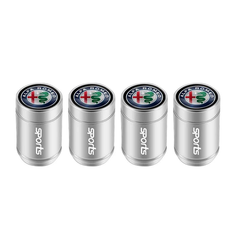 For Alfa Romeo 2026 Hot Sticker Aluminium Alloy 4pcs Car Tire Valve Cap For Alfa Romeo Giulia Stelvio Giulietta 156 159 147 Mito
