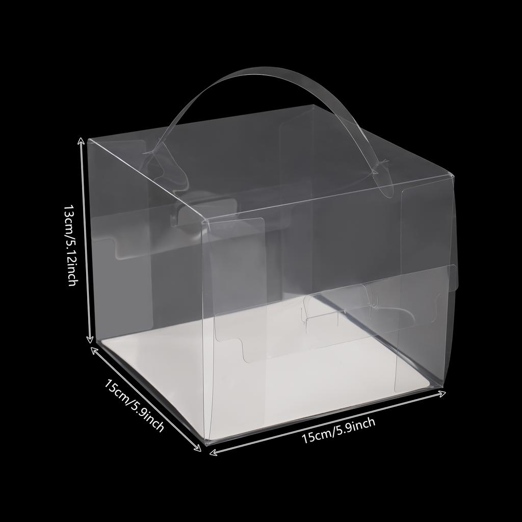 50Pcs Disposable Clear Cake Boxes with Lids, 6x6inch Food-Grade PET Plastic Bakery Packaging for Cake Cookie Pastry