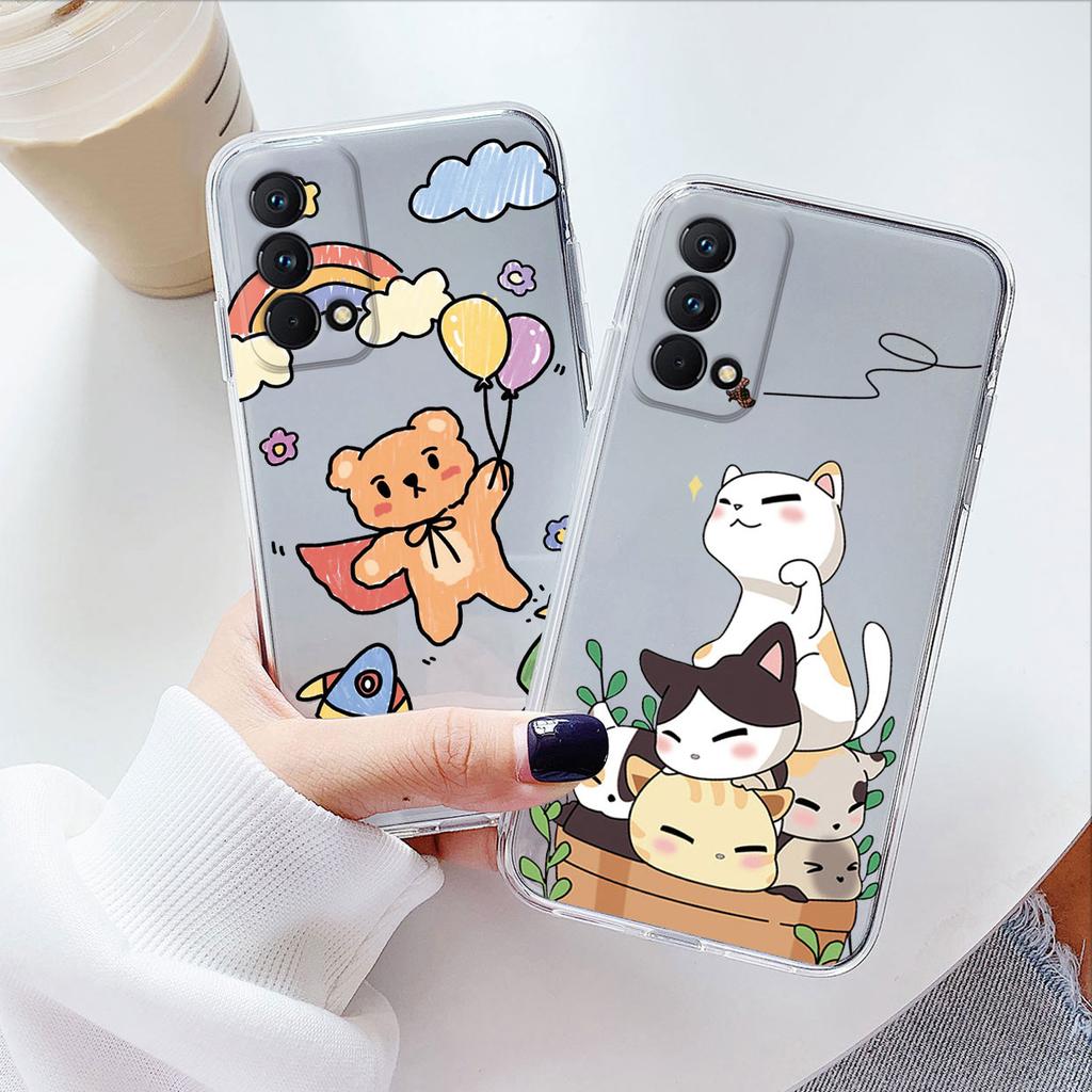 Чехол для телефона Realme GT Master Edition TPU Funda Милый мультяшный кот Лягушка Расписная крышка для Realme Q3 Pro Carnival Прозрачный чехол