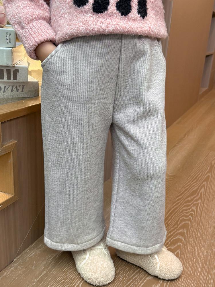 Бархатные зимние брюки широкого кроя для девочек в корейском стиле 2025