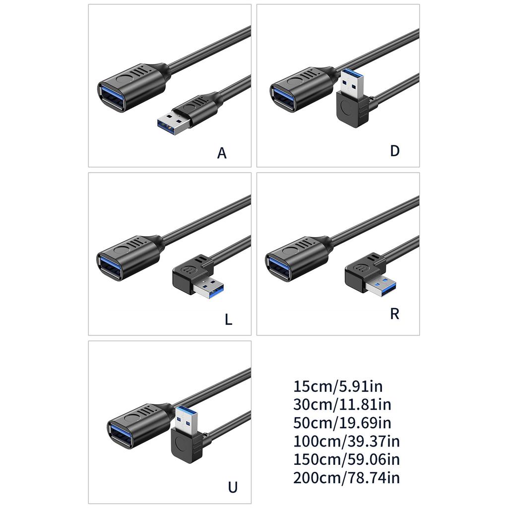 Удлинительный кабель USB 3.0, высокоскоростной USB-удлинитель, 90 градусов, между мужчинами и женщинами, передача данных 5 Гбит/с для удлинителя мыши
