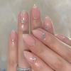 Glitter French Edge Wearable Nail Art: 24 Removable Short Fake Nails