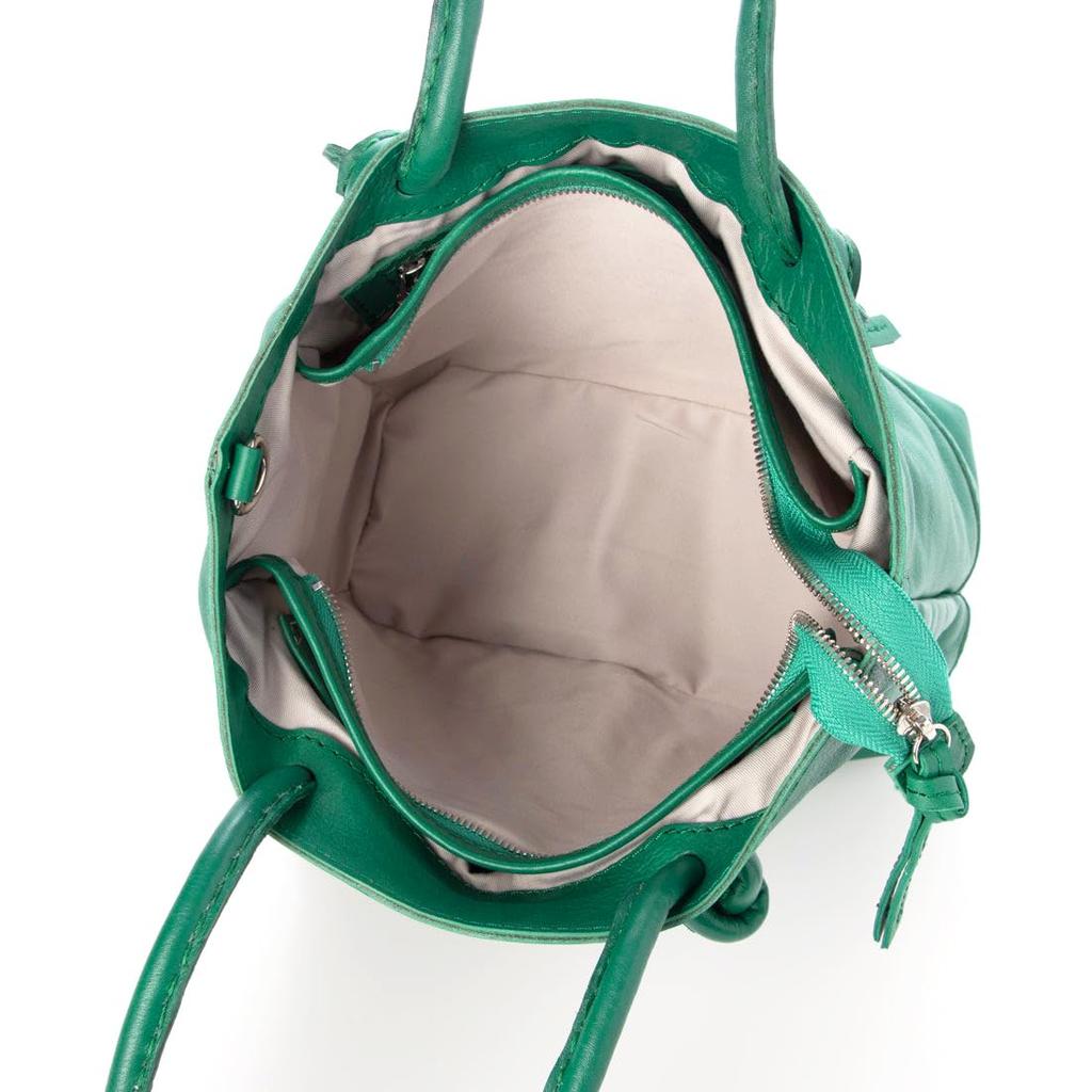 Soft leather tote bag 3-layer 2-way