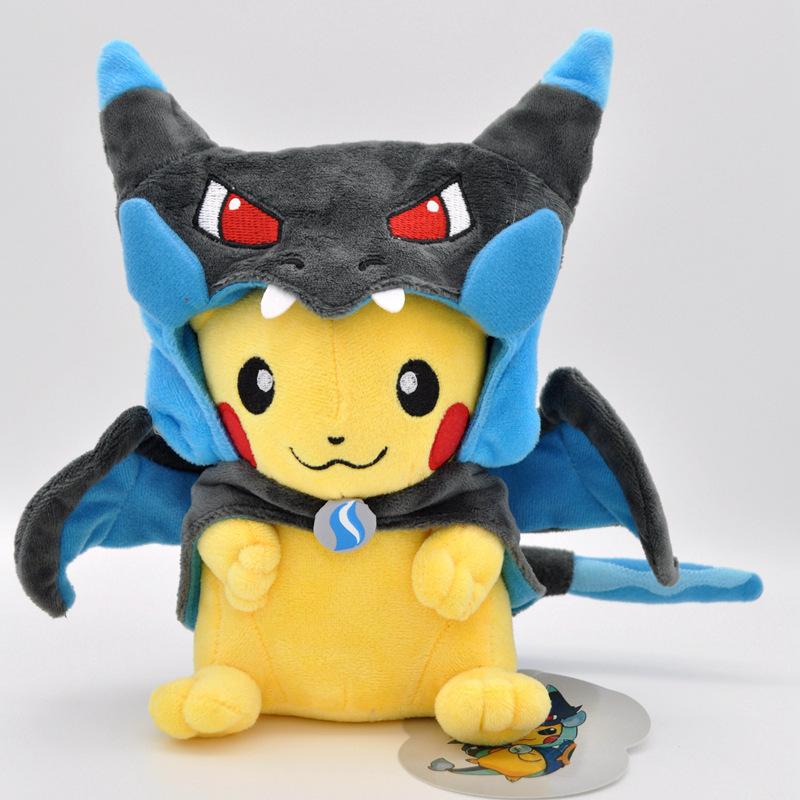 20cm small-sized transformable fire-breathing beast cape, three-headed dragon cape transformed into a plush doll
