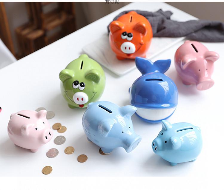 Large Ceramic Piggy Bank for Kids - No Outflow Savings Jar, Perfect for Coins and Gifts