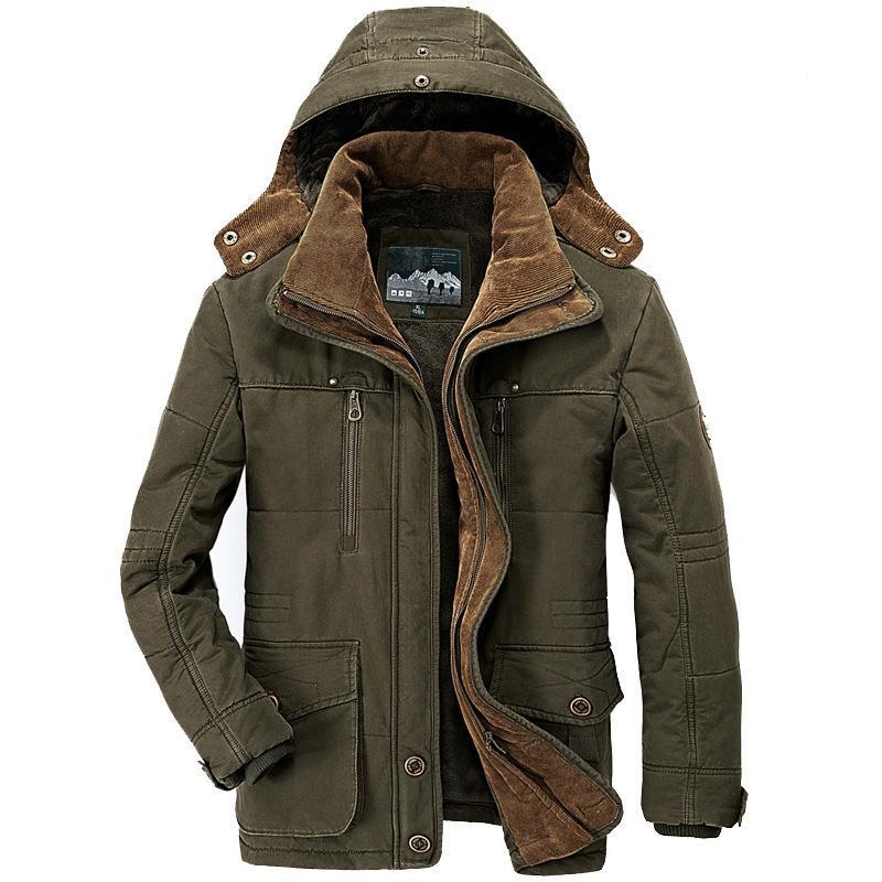 Winter Business Casual Multi-pocket Hooded Men's Thickened Men's Cotton Coat Top Coat
