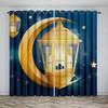 2pcs Ramadan Festival Mubarak Islam Curtain Night City Fashion Retro Digital Printed Rod Pocket Curtain For Living Room Decor
