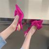 Women's Shoes On Sale 2024 New Slip On Women's Pumps Autumn Pointed Toe Solid Butterfly-knot High Heels Dress Fashion Pumps